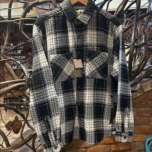 NWT Almost Others Black and White Plaid Button-Up Shirt